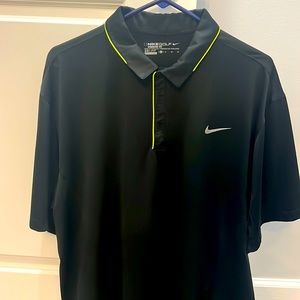Men’s Nike Golf Polo - Black with bright yellow accent around collar/buttons